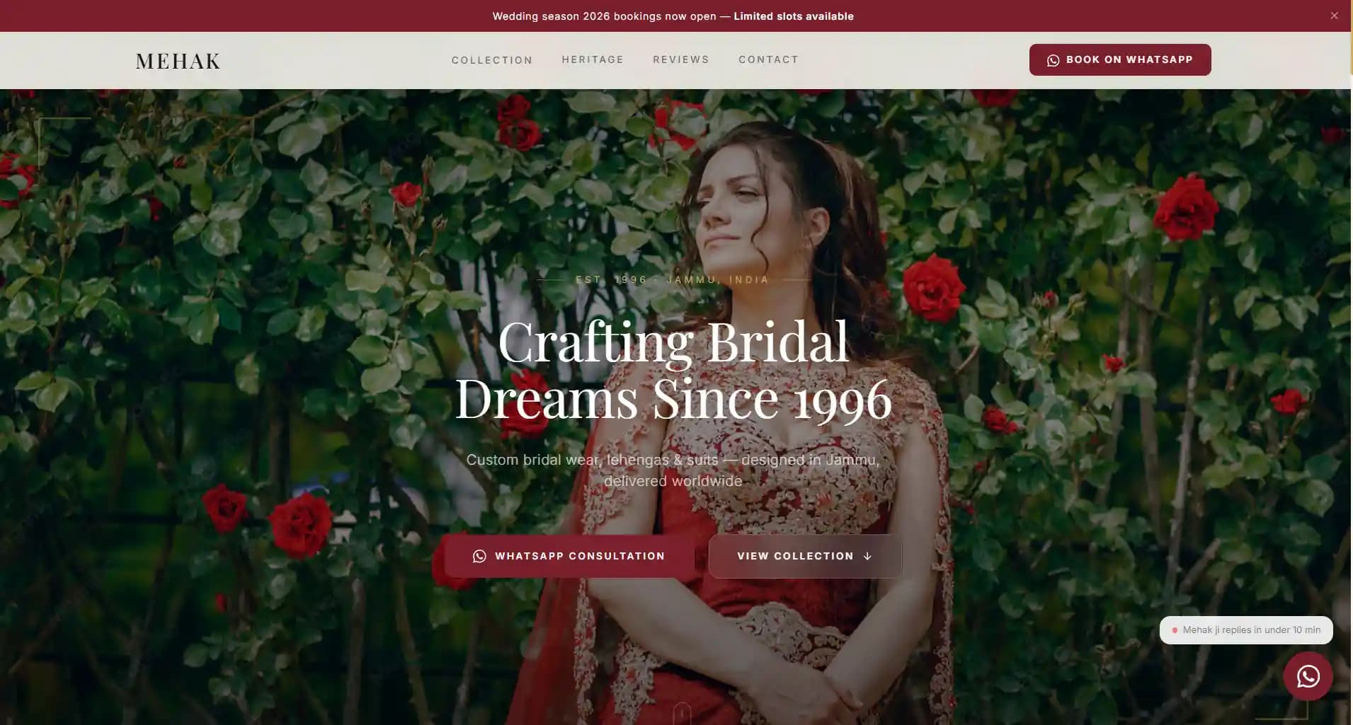 Mehak website interface